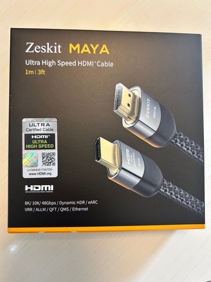 Hifi i2s Zeskit Maya Certified DP 1.4 Cable 4K 120Hz 8K 60Hz 1440p 144Hz 240Hz HDR 32.4Gpbs HBR3 3ft Braided Jacket Audio Other Audio Equipment on Carousell