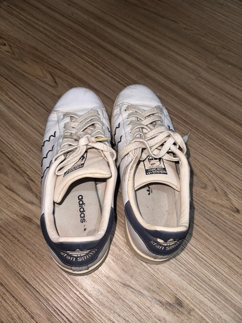 Adidas Stan Smith Zig Zag Stitching Navy White, Fesyen Pria, Sepatu ,  Sneakers di Carousell