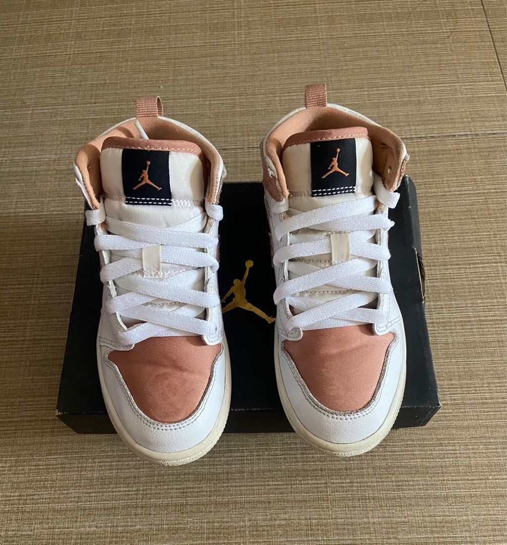 Air Jordan 1 Mid White Rose Gold Women s Fashion Footwear Sneakers on Carousell