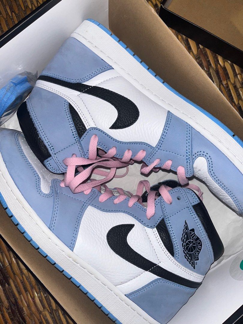 university blue jordan 1 pink laces