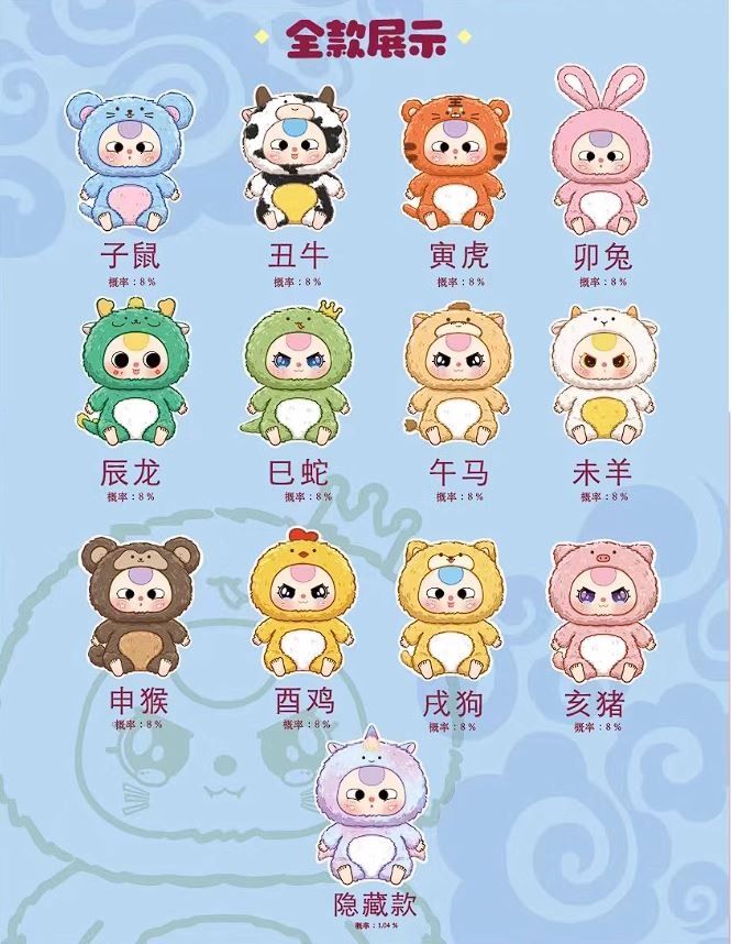 Baby Three Twelve Zodiac Vinyl Plush Toy Blind Box Series
