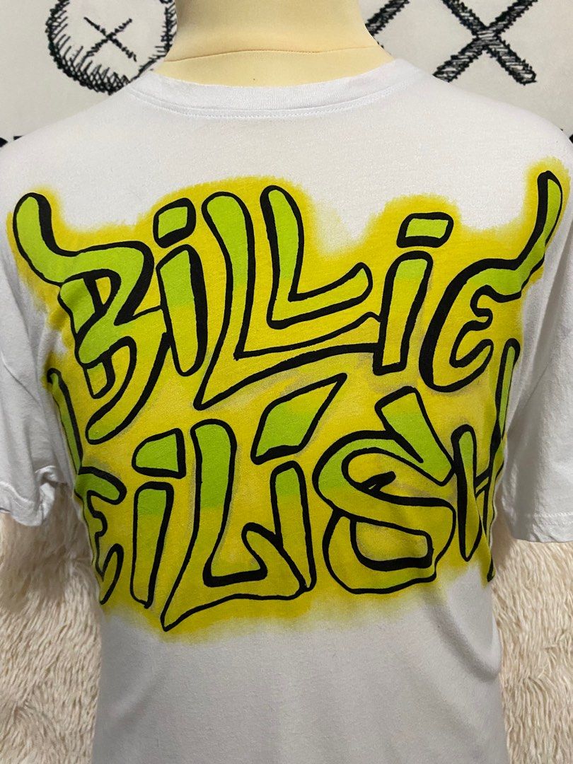 Billie Eilish Maglietta Ufficiale Graffiti Bianca Bianco L