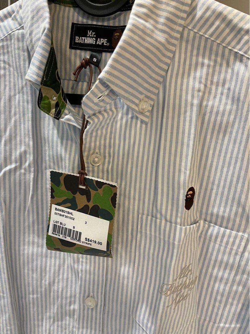 BNWT Mr Bathing Ape Shirt Oxford Stripes Light Blue BAPE, Men's Fashion,  Tops & Sets, Shirts on Carousell