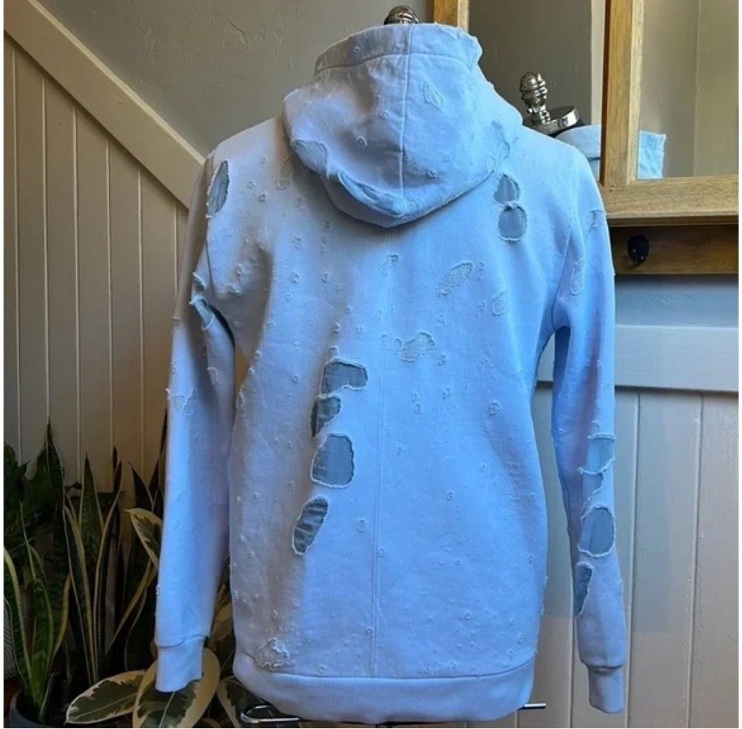 Givenchy Destroyed hoodie blue Barang Mewah Pakaian di Carousell