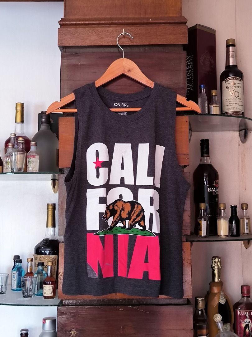 Gray Tank Top (Category: Sleeveless) located in Cainta. Submitted by seandyph (Listing ID 1326977564, Image 1). Description: M Rarely used but with flaw, cracked print (N).