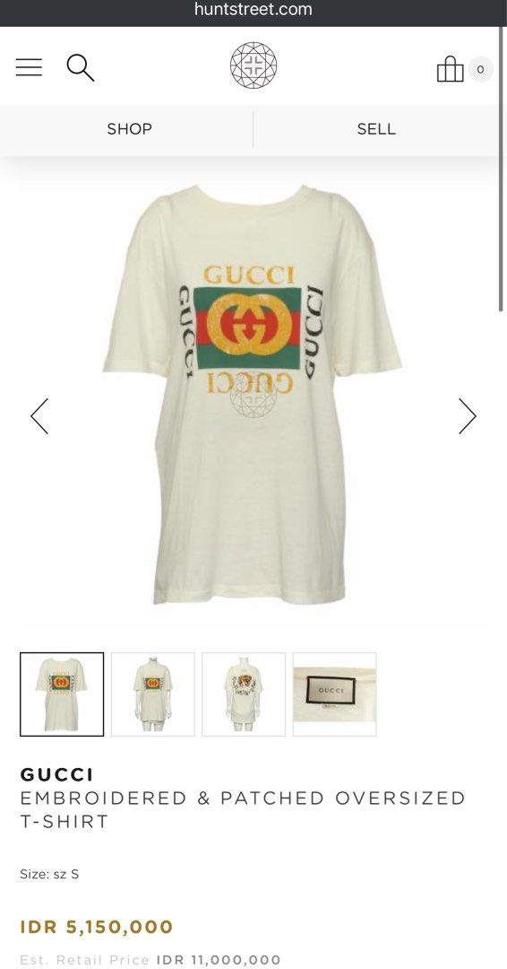 ▪️Gucci embroidered shirt (Category: Luxury Apparel) located in Makati City. Submitted by aveltot_rig (Listing ID 1326913592, Image 2). Description: Item: GUCCI EMBROIDERED & PATCHED T-SHIRT Dimes: width: 20 x length: 29 📏 Condition: like new! ✨.