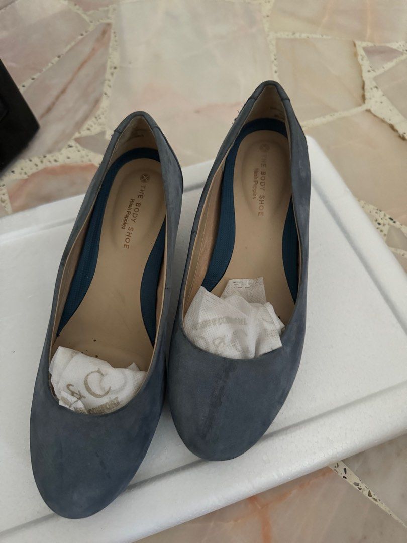Blue suede hush puppies on sale