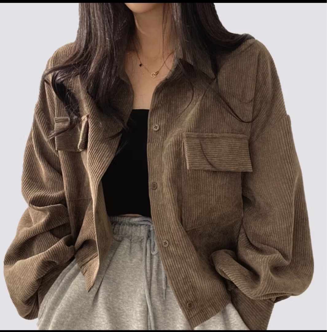 Jaket corduroy wanita Fesyen Wanita Pakaian Wanita Atasan di Carousell