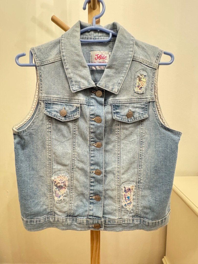 Justice denim vest shop