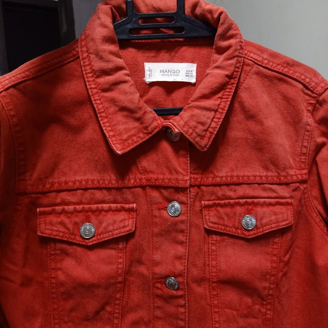 Mango red denim jacket shop