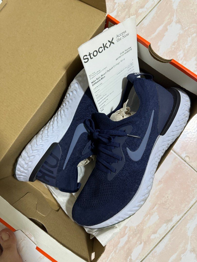 Nike flyknit epic react 2 navy Men s Fashion Footwear Sneakers on Carousell