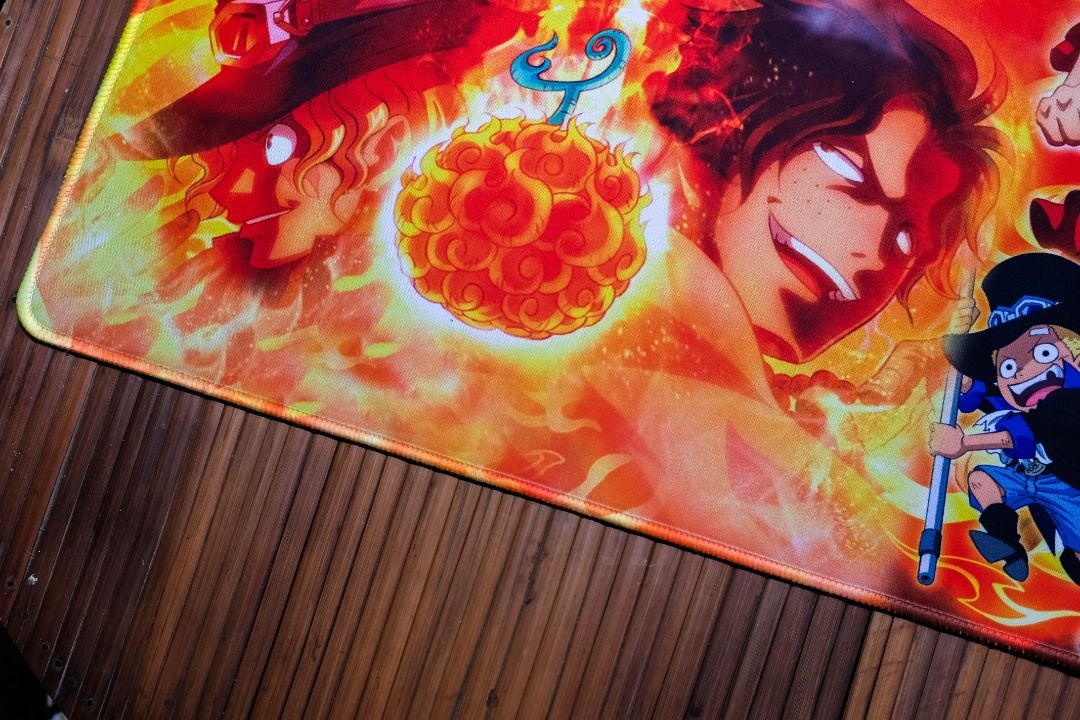 One Piece Mousepad Mousemat Desk Mat (Category: Mouse & Mousepads) located in Bulacan. Submitted by ikodane (Listing ID 1326864918, Image 3). Description: One Piece Mousemat - Desk Mat Brand New (clearance sale orig price 399) 250 - Mera Mera no Mi (Ace, Sabo, Luffy) 250 - Luffy (Nika) 250 - ASL (Ace, Sabo, Luffy).