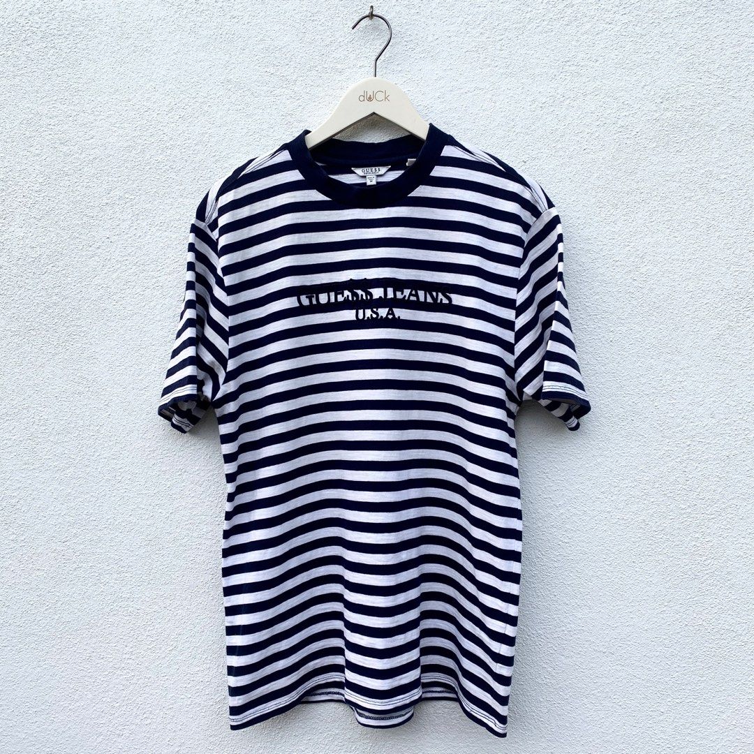 ORIGINAL GUESS JEANS U.S.A ASAP ROCKY Embroidered Striped Tee NAVY