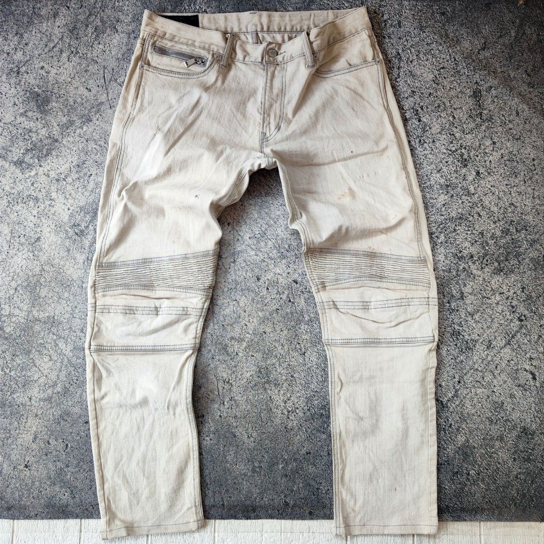 RARE) POLO RALPH LAUREN BIKERS STRETCH JEANS, Fesyen Pria, Pakaian