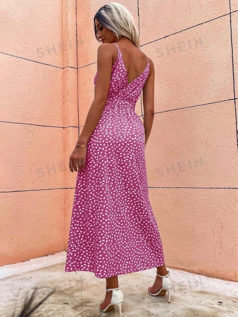 Pink spaghetti strap maxi dress best sale