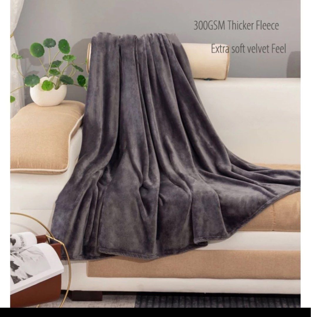 Single Thicker Fleece Throw Blanket for Bed or Sofa Soft Plush Blanket