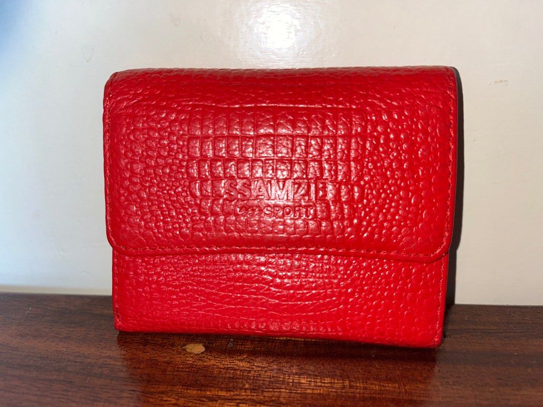 SSAMZIE RED TRIFOLD LEATHER WALLET Women s Fashion Bags Wallets Wallets Card holders on Carousell
