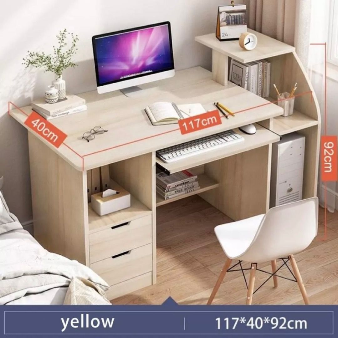 Study Desk With Drawers | Durable Computer Table With Keyboard Storage ...