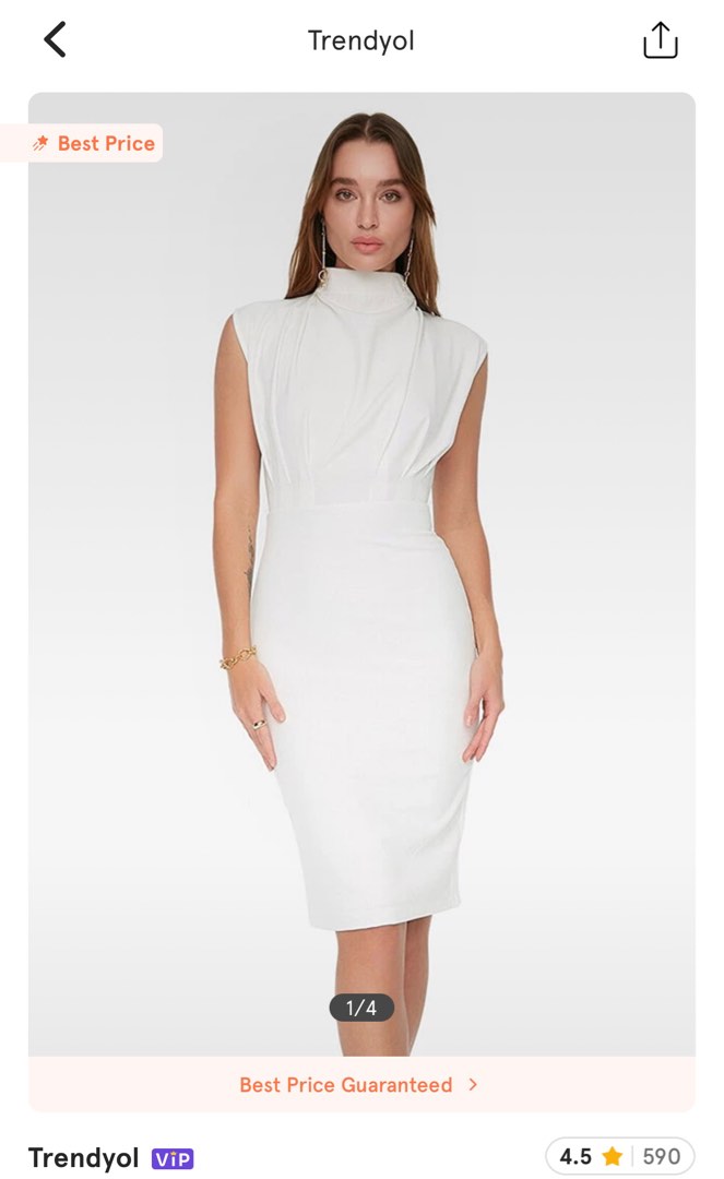 Vestido De Punto Para Mujer Trendyol - Cuello Alto, Tejido De Poliéster Y Algodón, Corte Regular, Color Gris
