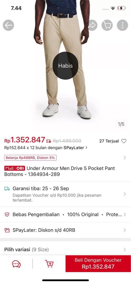 Under Armour Men Drive Pocket Pant Bottoms Golf Pants