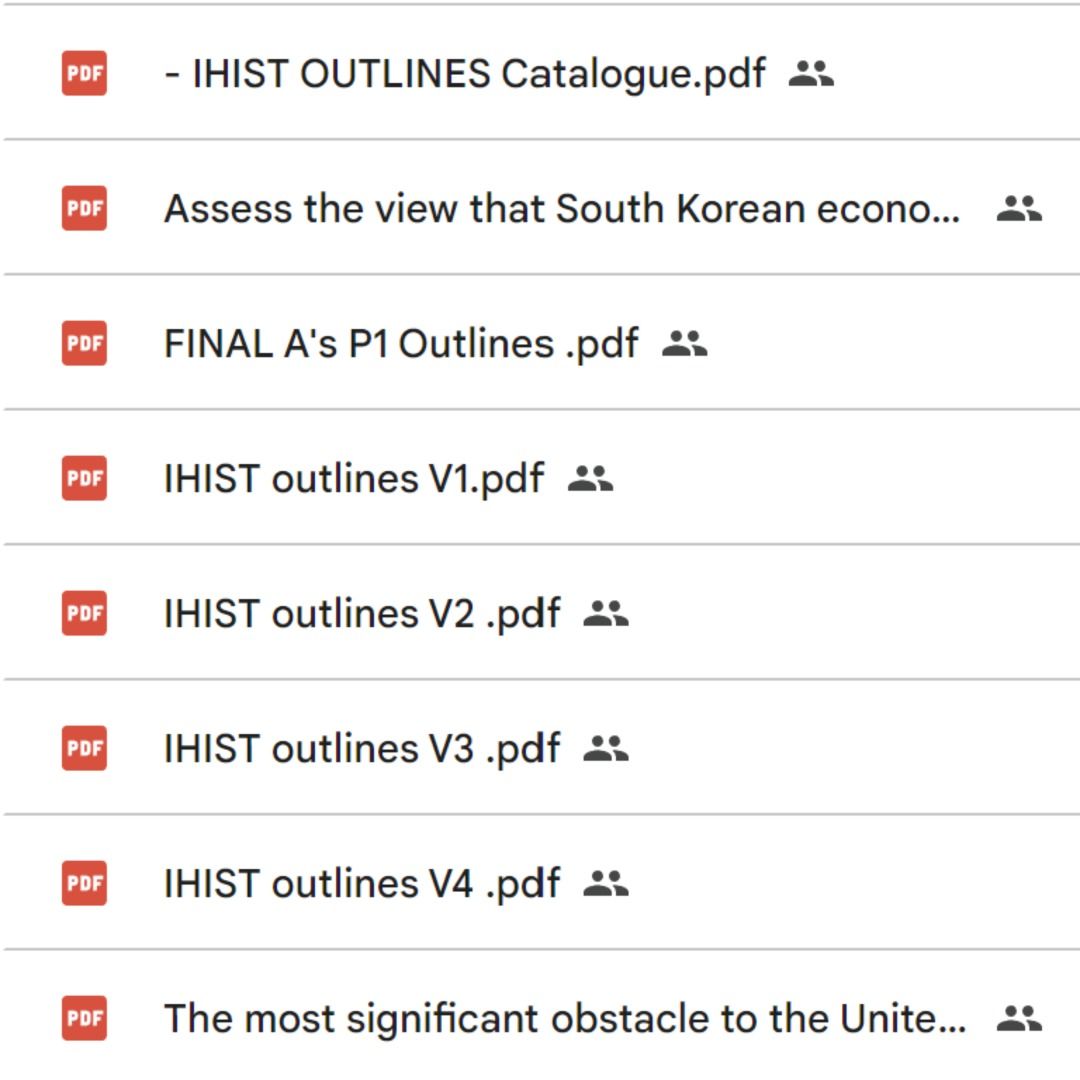 VETTED H2 HISTORY A LEVEL PAPER 1 SAMPLE ESSAYS / OUTLINES & NOTES