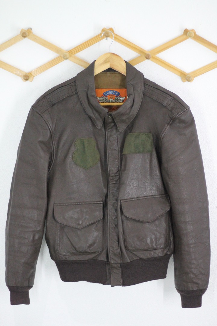 Veste A-2 USAF Vintage Saddlery Cooper Années 80 - Cuir Marron Taille 40L US, Occasion Très Bon État