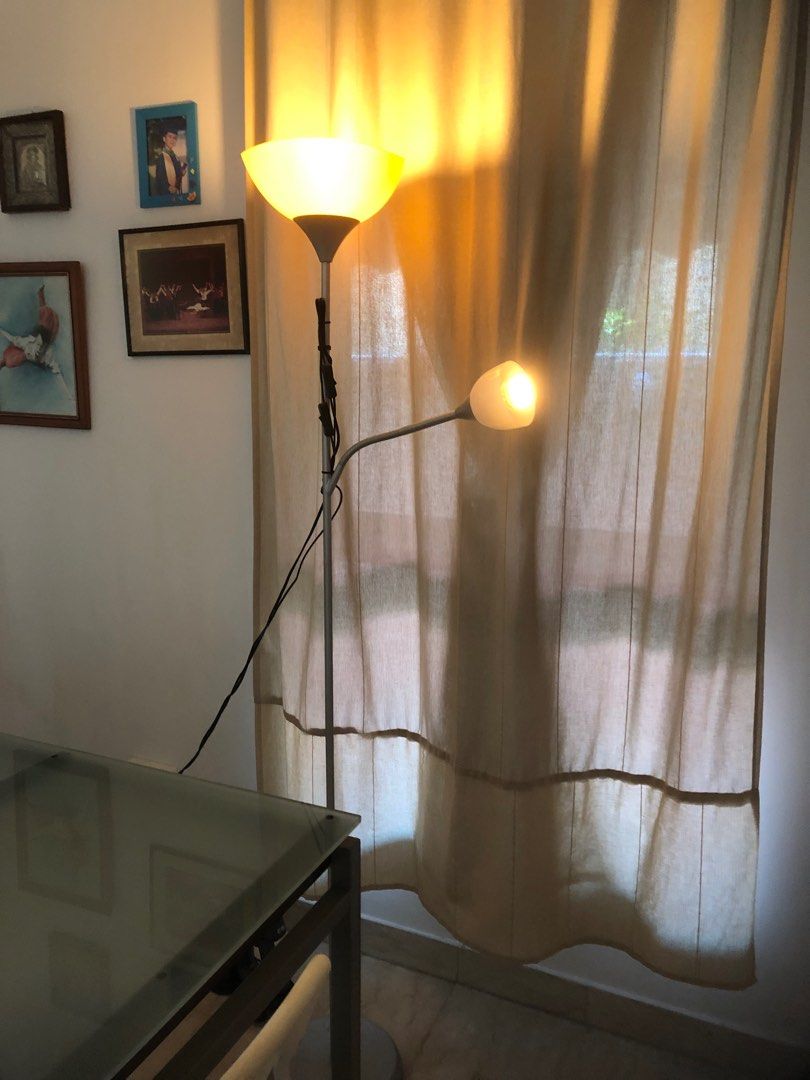 New shade White Ikea Floor uplighter and reading Lamp, Furniture