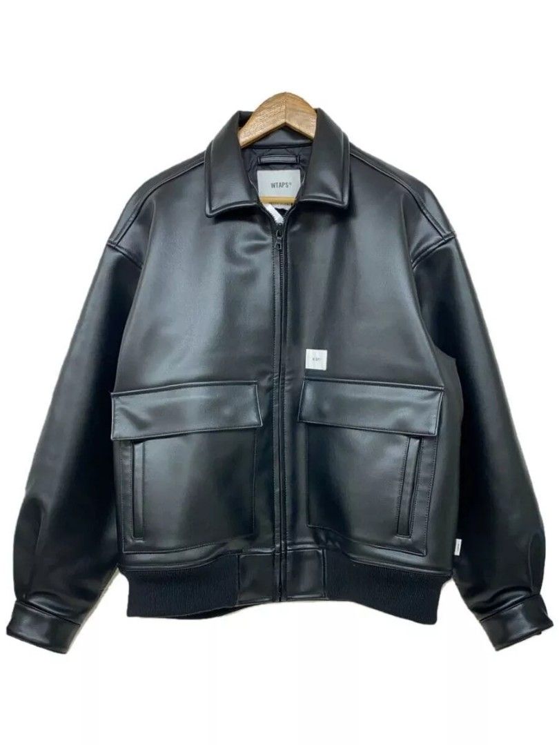 WTAPS Leather Jacket (Category: Coats, Jackets and Outerwear) located in Taguig. Submitted by stryan (Listing ID 1326924252, Image 3). Description: WTAPS bone appliqué faux-leather bomber jacket from japan -condition 10/10, no issues or any discoloration, fit for Small stature thin to medium fit men or women around 5'5" - 5'6" - Size X01 = Small -also available in Brown Leather Color -black artificial leather/cotton/wool blend appliqué detailing 