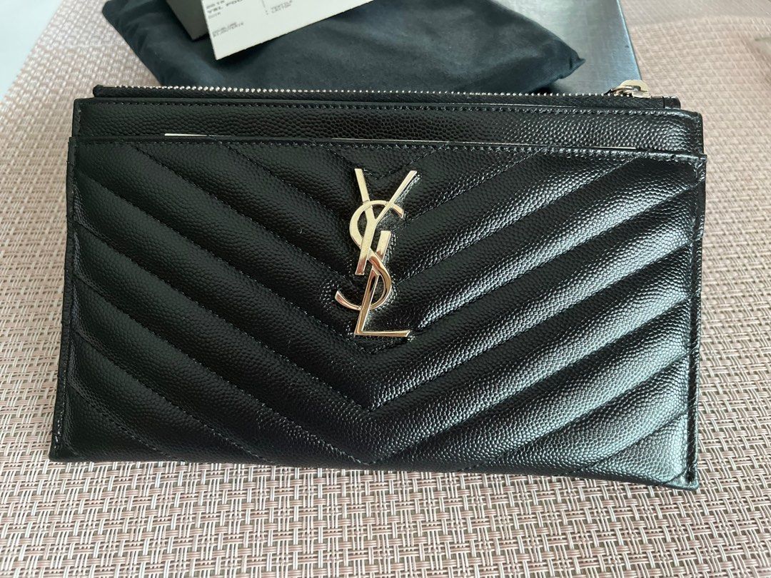 YSL Silver Hardware Monogram Bill Pouch Luxury Bags Wallets on Carousell