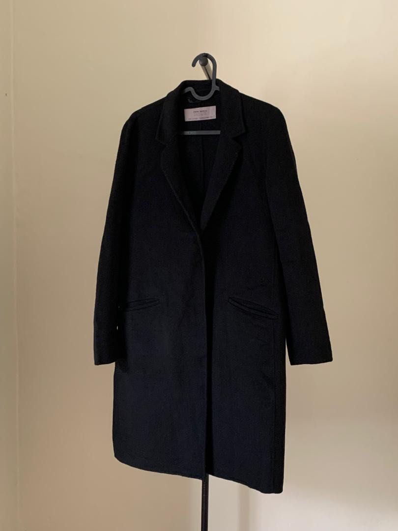 Zara basic outerwear black coat cheap