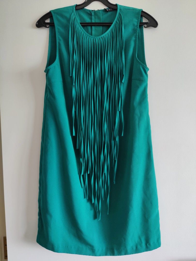 Zara Green Fringe Dress, Women's Fashion, Dresses & Sets, Dresses on  Carousell