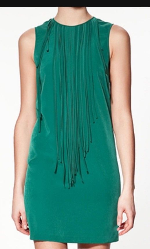 Zara Green Fringe Dress, Women's Fashion, Dresses & Sets, Dresses on  Carousell