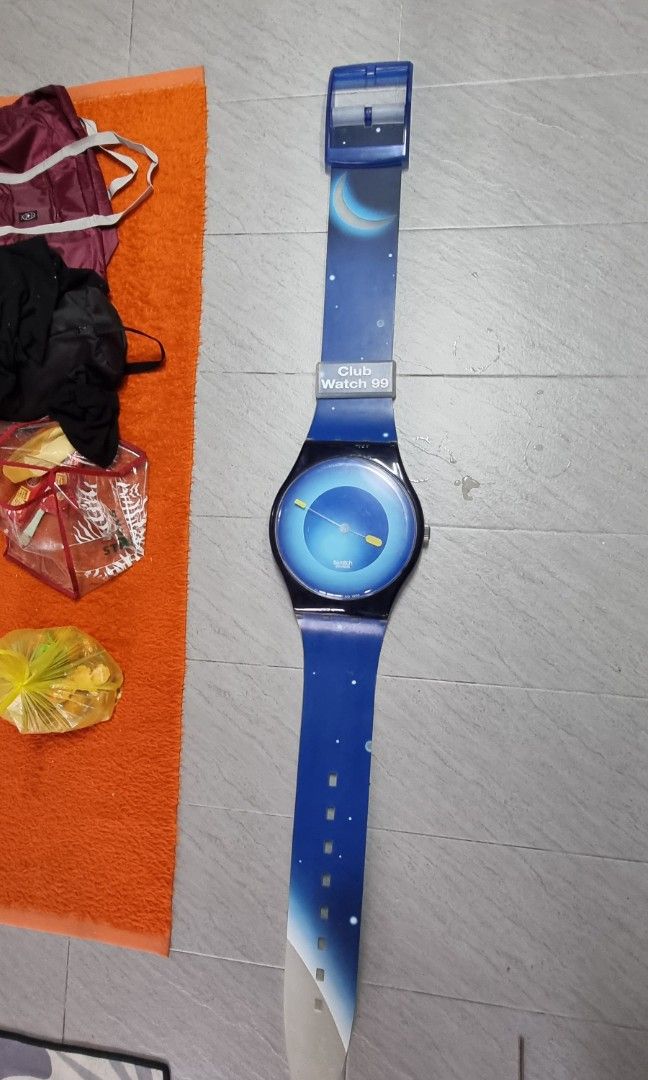 品揃え豊富で 1999 Hobbies Limited, Rare Clock Wall Swatch Maxi Vintage インテリア時計