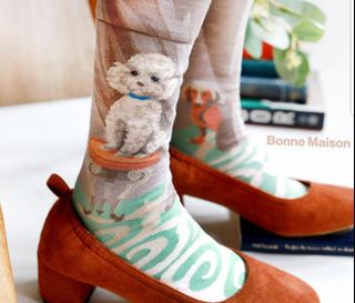 法國 Bonne Maison - 藝術感法國美術系氣質襪子 - 🐶🐕款64239408843010110