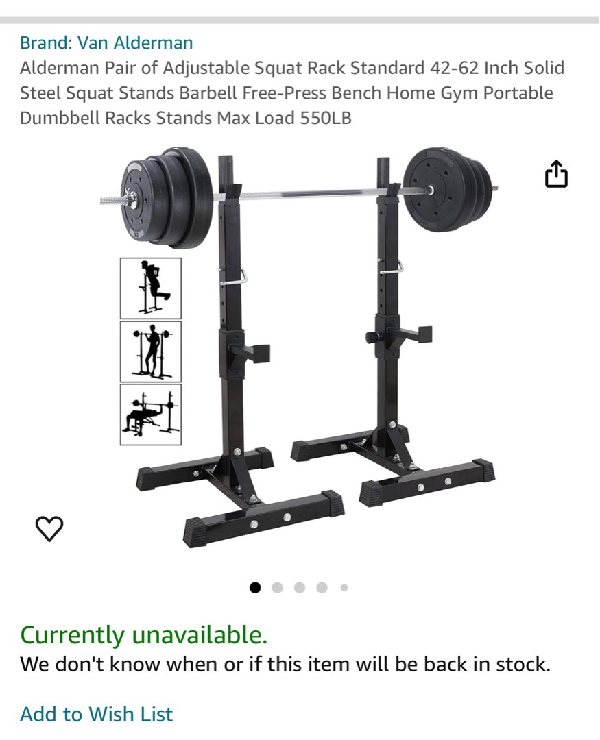 Alderman Pair of Adjustable Squat Rack Sports Equipment Exercise Fitness Weights Dumbbells on Carousell
