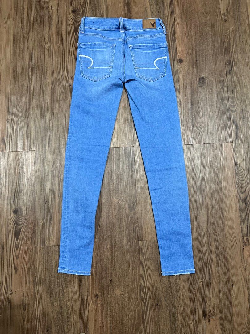 American Eagle Jeans (Category: Jeans) located in Quezon City. Submitted by declutterinclutter (Listing ID 1327165891, Image 2). Description: Mid rise, super stretch material, really flattering. US 00 Waist 24 inches Length 36.5 inches.