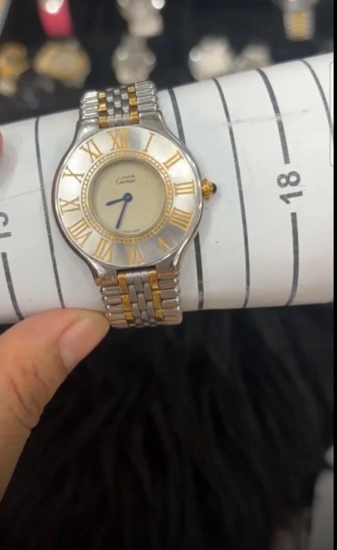 Authentic Must De Cartier Watch (Category: Luxury Watches) located in Antipolo. Submitted by frostymmer (Listing ID 1326482671, Image 2). Description: Authentic Must De Cartier Watch With box (old) 30 mm case diameter- quartz movement Fits up to 16 cm wrist Money back guaranteed authentic 💯 Shipping from Cainta Pls haggle reasonably. 🙏.