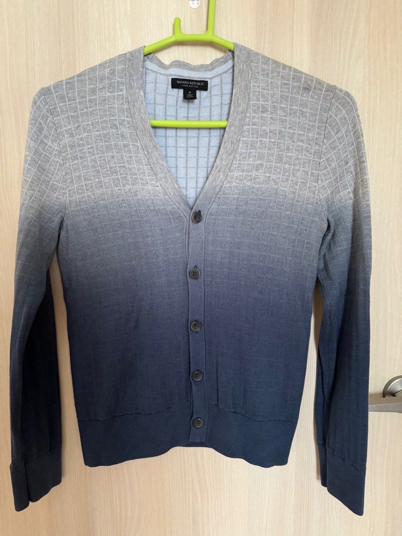 Banana Republic US 100 Pima Cotton Tie Dye Gradient Blue Grey Sweater Lounge Wear Men Size S or Women M L