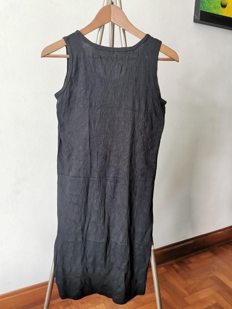 BN Muji Black Sleeveless T-shirt Jersey Tank Top Dress XS, Women's