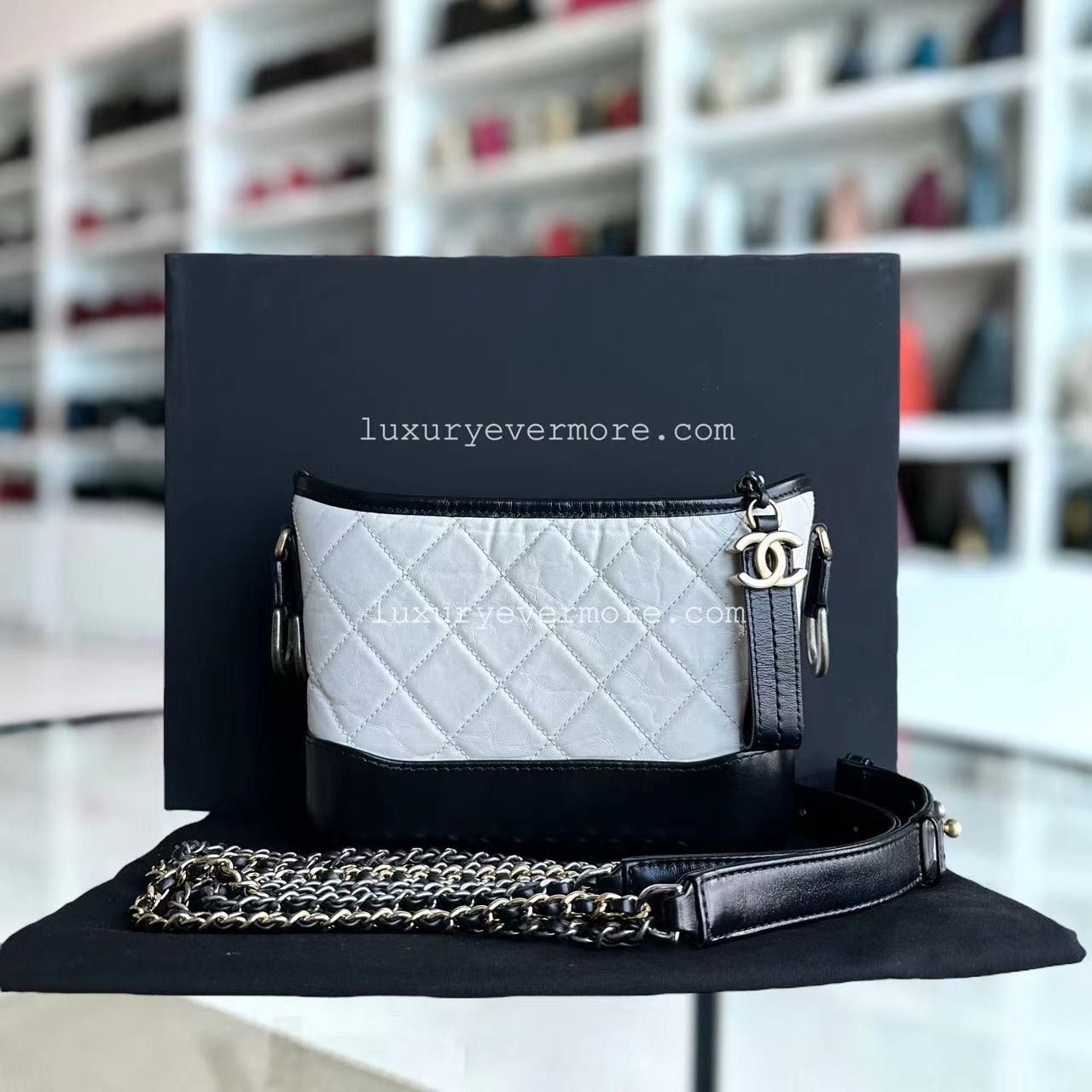 Chanel Gabrielle Small 20CM Quilted Calfskin White Black Two Tone Hardware Luxury Bags Wallets on Carousell
