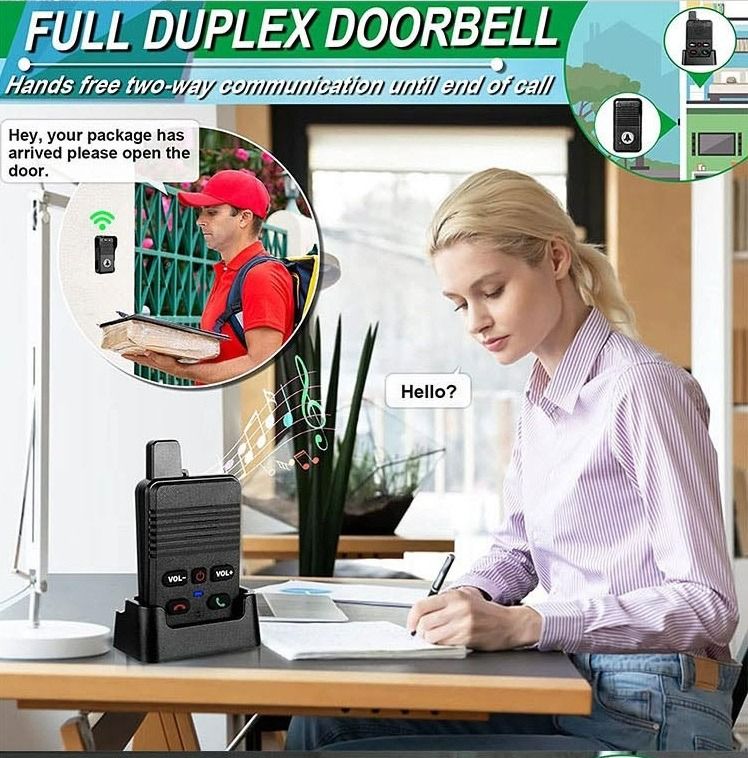 Daytech HI05 Wireless Intercom Doorbell Waterproof Rechargeable Full ...