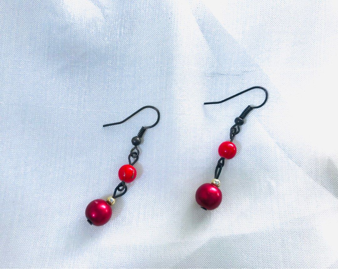 Earrings Red Chinese Traditional