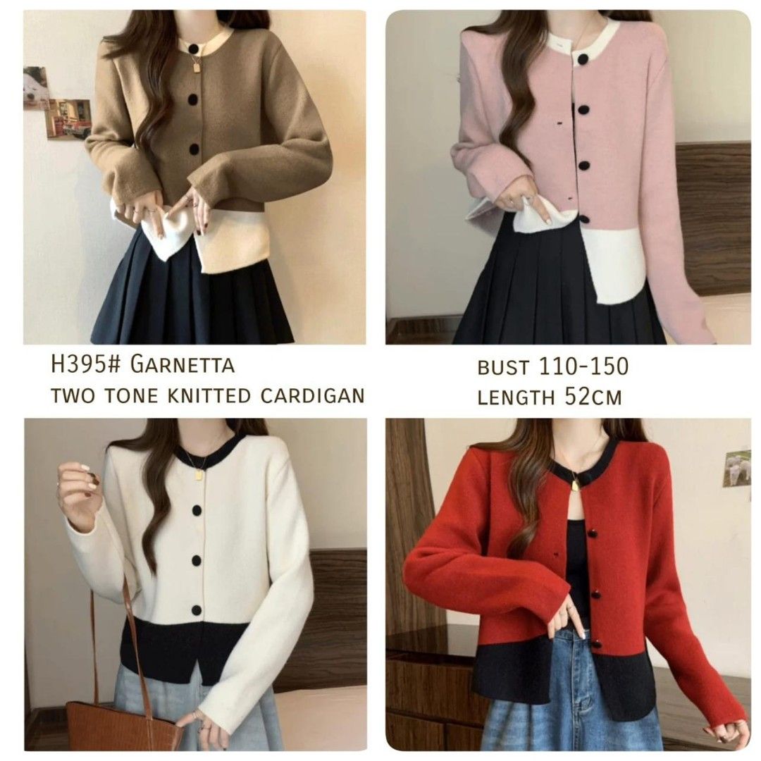ec garnetta two tone knitted cardigan l atasan fashion baju cardigan korea kardigan rajut wanita Fesyen Wanita Pakaian Wanita Baju Luaran di Carousell