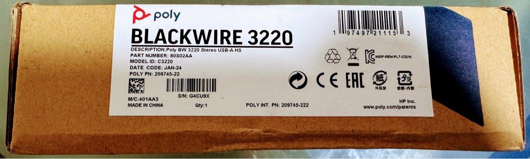 Headset Poly 3220 USB65561076486018111