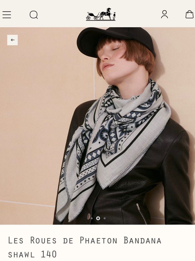 Hermes Les Roues de Phaeton Bandana shawl 140, Women's Fashion
