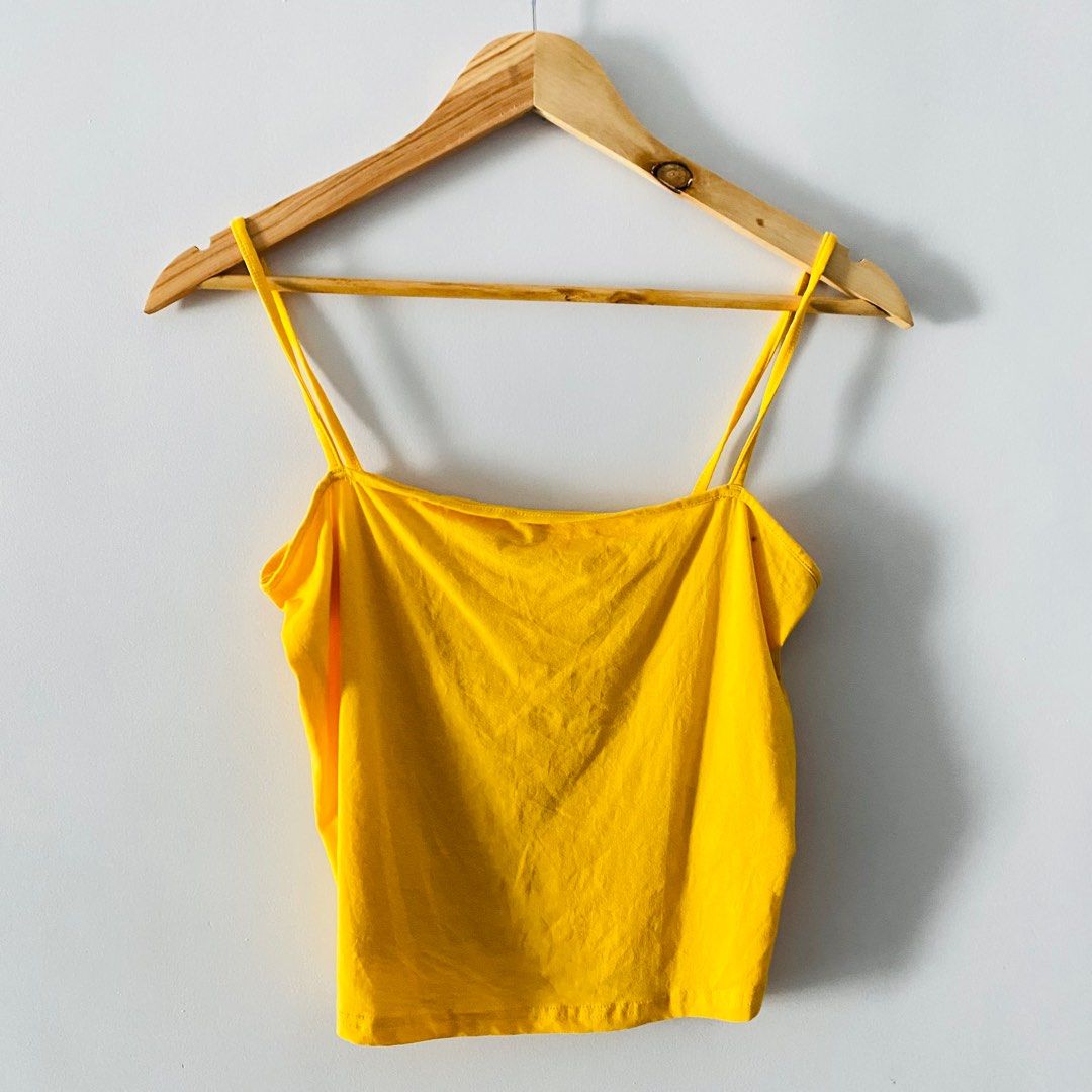 H M Yellow Strap Top Women s Fashion Tops Sleeveless on Carousell