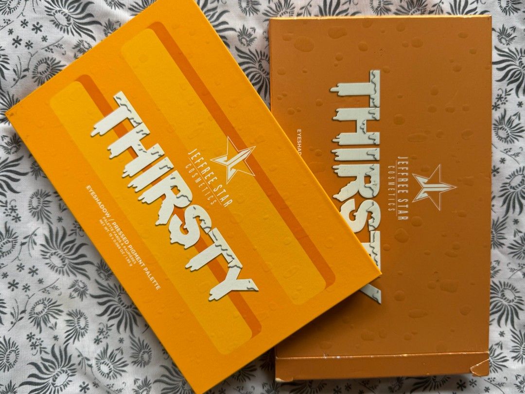 Jeffree Star Thirsty Eyeshadow Palette (Category: Makeup) located in Caloocan City. Submitted by floriccinicoleajero-74654 (Listing ID 1327134923, Image 1). Description: Jeffree Star Thirsty Eyeshadow Palette Brand new makeup palette, never swatched, with the original box. Originally ₱3,500, now at a lower price..