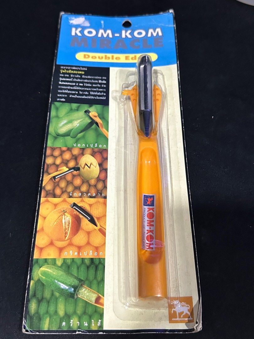 Kom Kom Fruit Carving Double Edge Peeler for Kitchen use (Category: Knives & Chopping Boards) located in Manila. Submitted by nachonacho31 (Listing ID 1327209434, Image 1). Description: Thai Kom kom Double Edge Peeler Payment via BDO or Gcash Shipping via Lalamove Thanks.