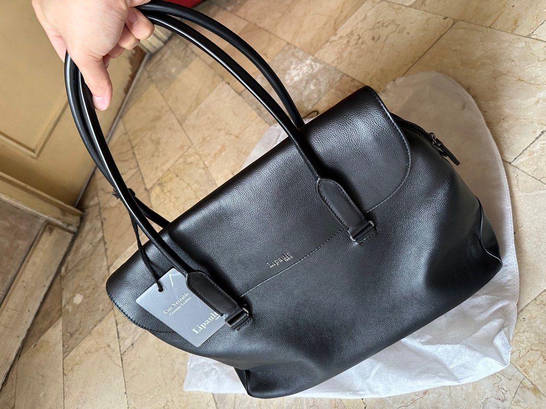 Lipault paris plume elegance leather laptop tote bag top