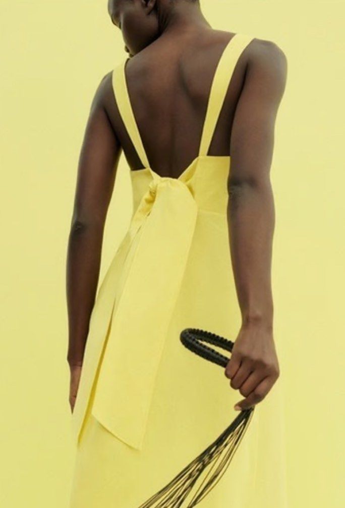 Massimo Dutti Linen Dress in Yellow